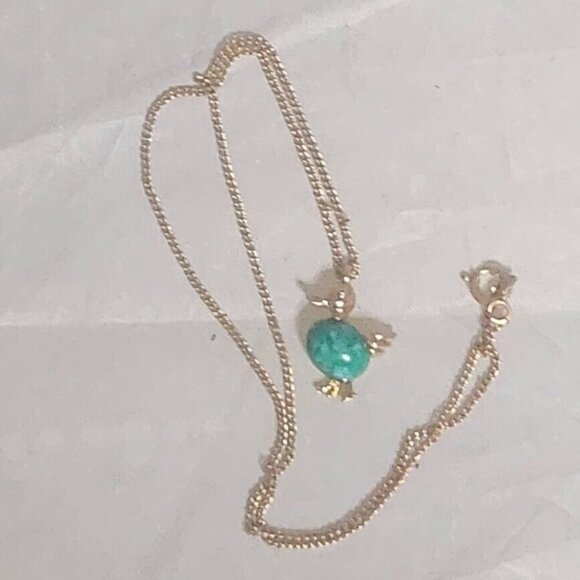 Vintage Amway 1980 Just Ducky Gold Tone & Faux Jade Pendant w/ 15” Chain NIB - Picture 5 of 10